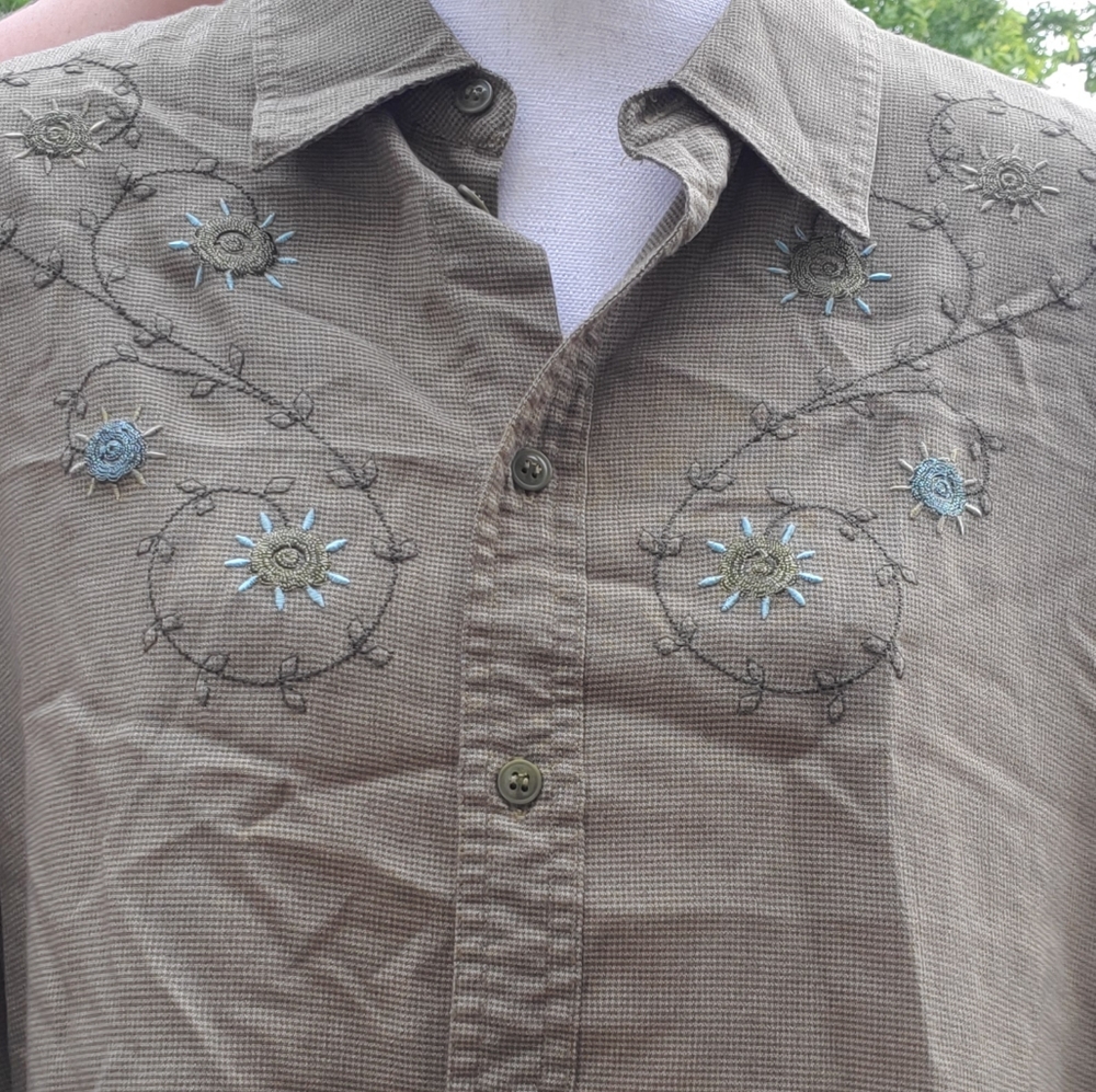White Stag green gingham button up top XL 16 18 - Picture 3 of 9